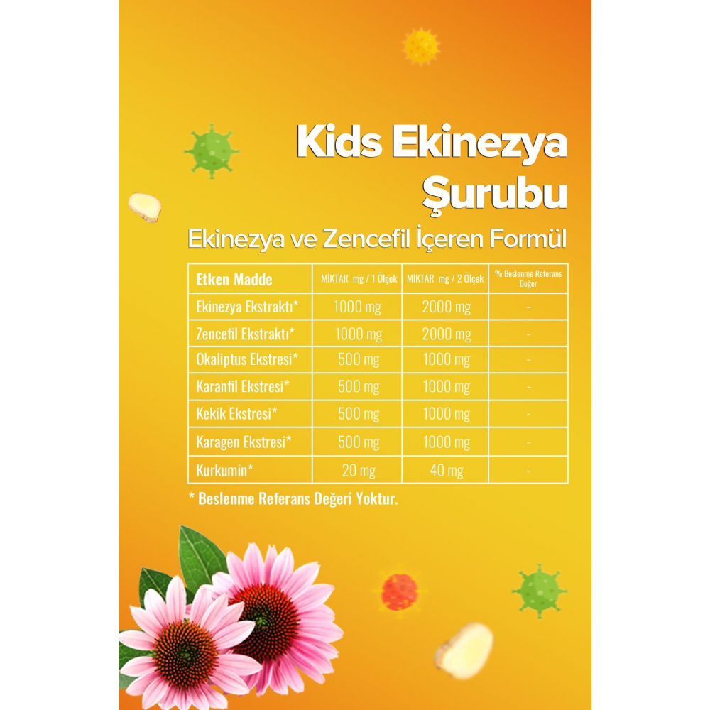 Kids Şurubu Çocuklar Için - Ekinezya Ve Zencefil Içeren Şurup 150 Ml