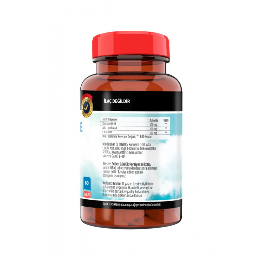 Koenzim 100 Mg Alfa Lipoik Asit L-karnitin Coenzyme Q-10 60 Tablet