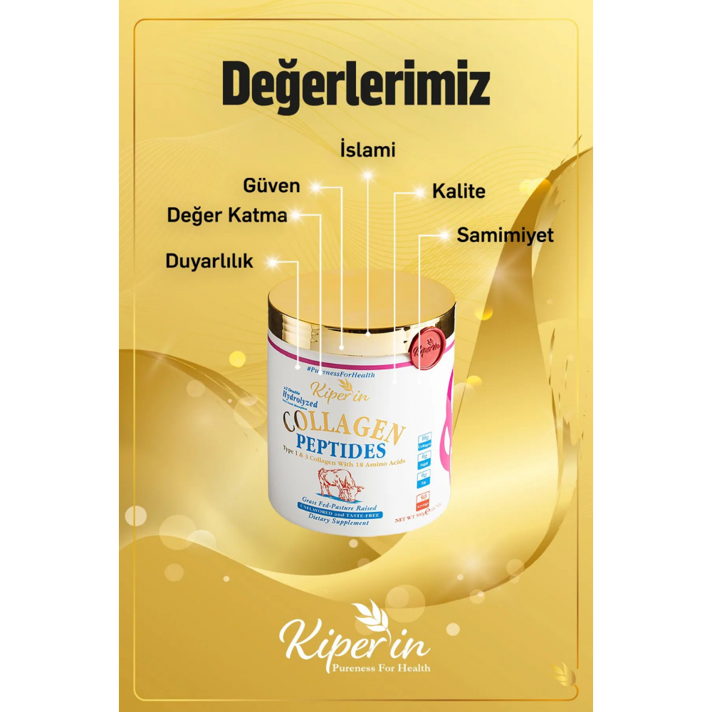 %100 Saf Ve Doğal Yüksek Biyoaktif Çift Hidrolize Kolajen Peptitler içeren Diyet Takviyesi(50günlük)