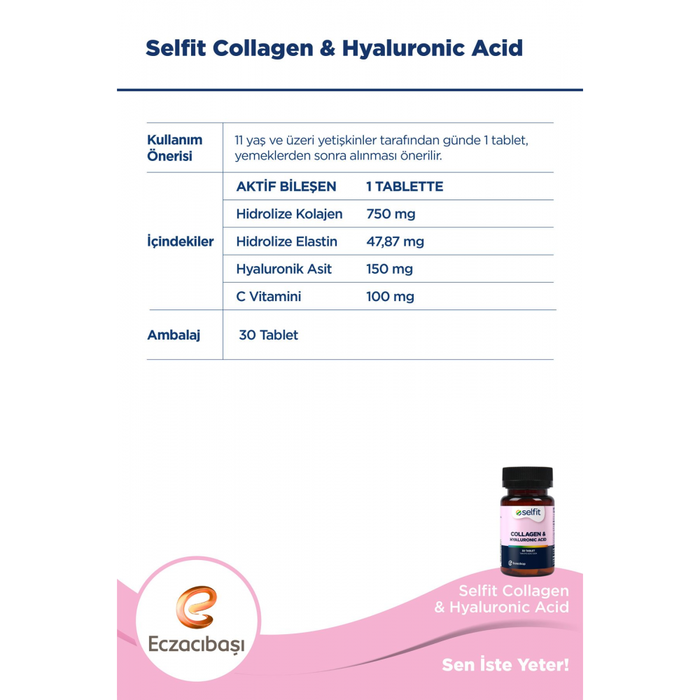 Collagen & Hyaluronic Acid 30 Tablet