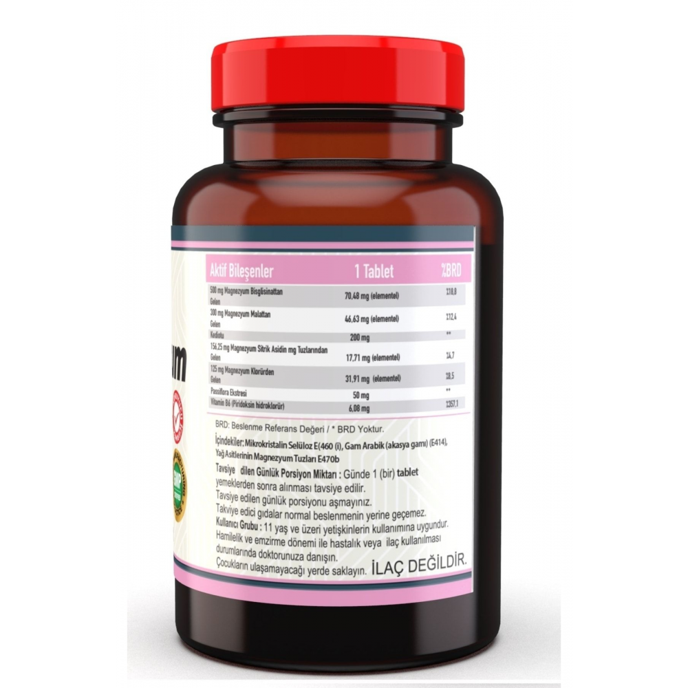 Magnezyum Sitrat (klorür, Bisglisinat, Malat, ) Kedi Otu Pasiflora 60 Tablet Magnesium Citrate