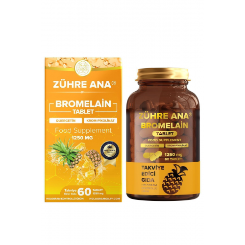 Bromelain 60 Tablet - Bromelain, Quercetin, Krom Pikolinat ve C Vitamini 1250 Mg