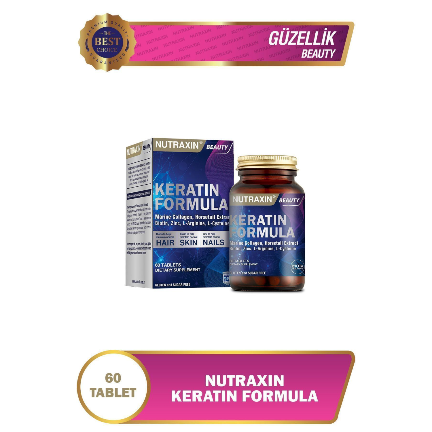 Keratin Formula Hair Nails Skin Takviye Edici Gıda 60 Tablet