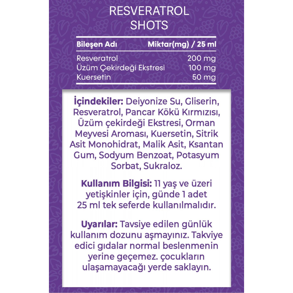 Resveratrol Shot Orman Meyveleri Aromalı 20x25 ml