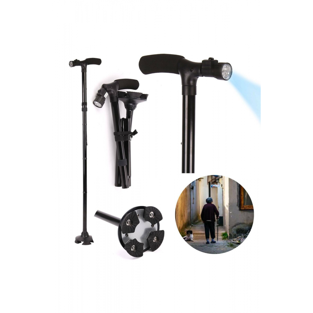 Led Işıklı Katlabilir Baston Ayarlanabilir Boy Baston Yürüyüş Bastonu