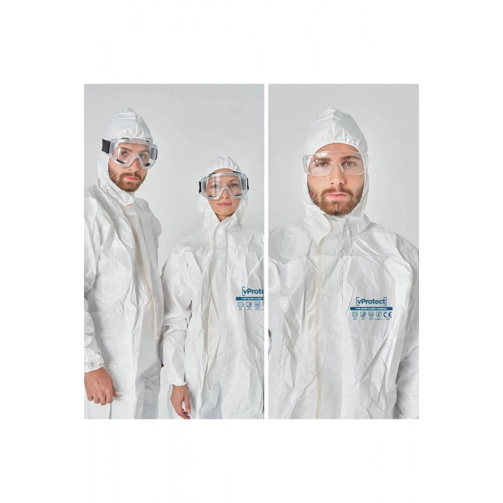 Tek Kullanımlık Koruyucu Tulum XL Tip 5B-6B CE Onaylı Profesyonel Medikal Sınıf EN14126 Sertifikalı