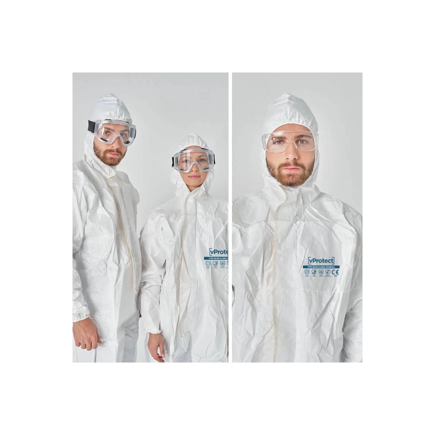 Tek Kullanımlık Koruyucu Tulum XL Tip 5B-6B CE Onaylı Profesyonel Medikal Sınıf EN14126 Sertifikalı