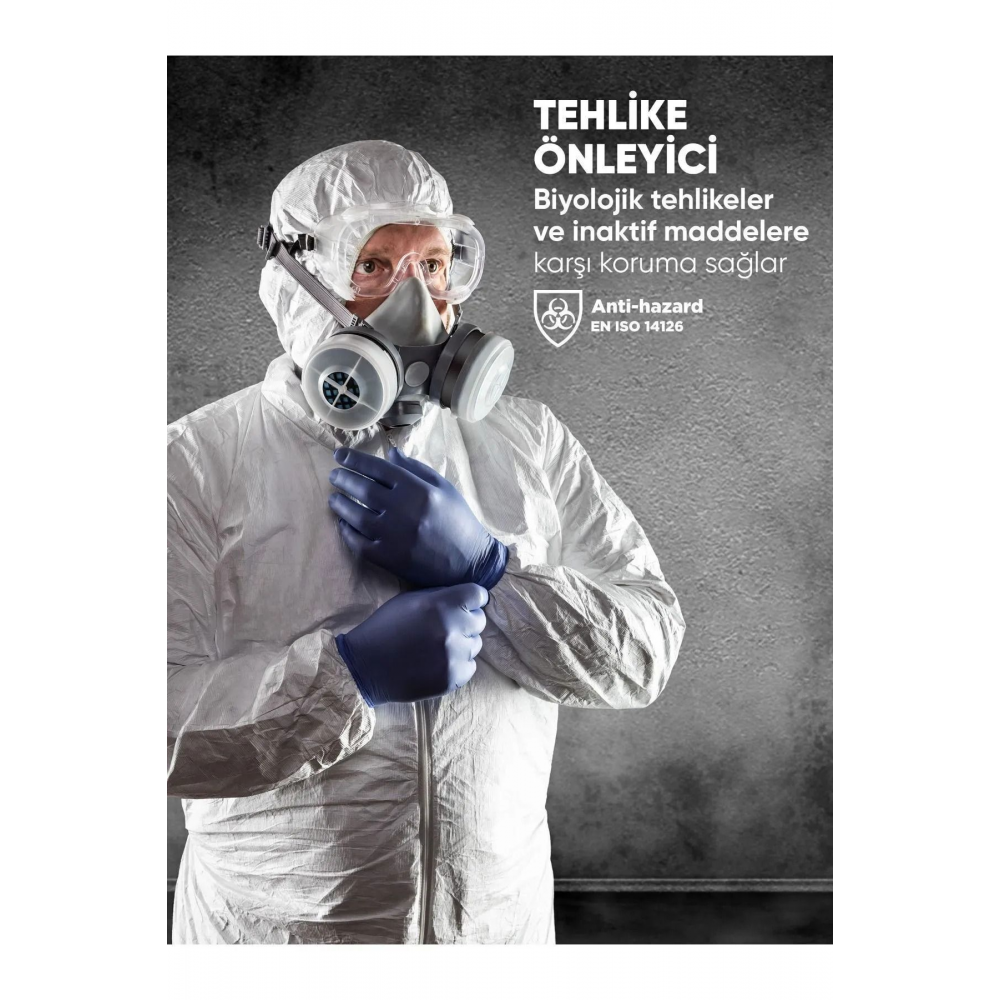 Tek Kullanımlık Koruyucu Tulum XL Tip 5B-6B CE Onaylı Profesyonel Medikal Sınıf EN14126 Sertifikalı