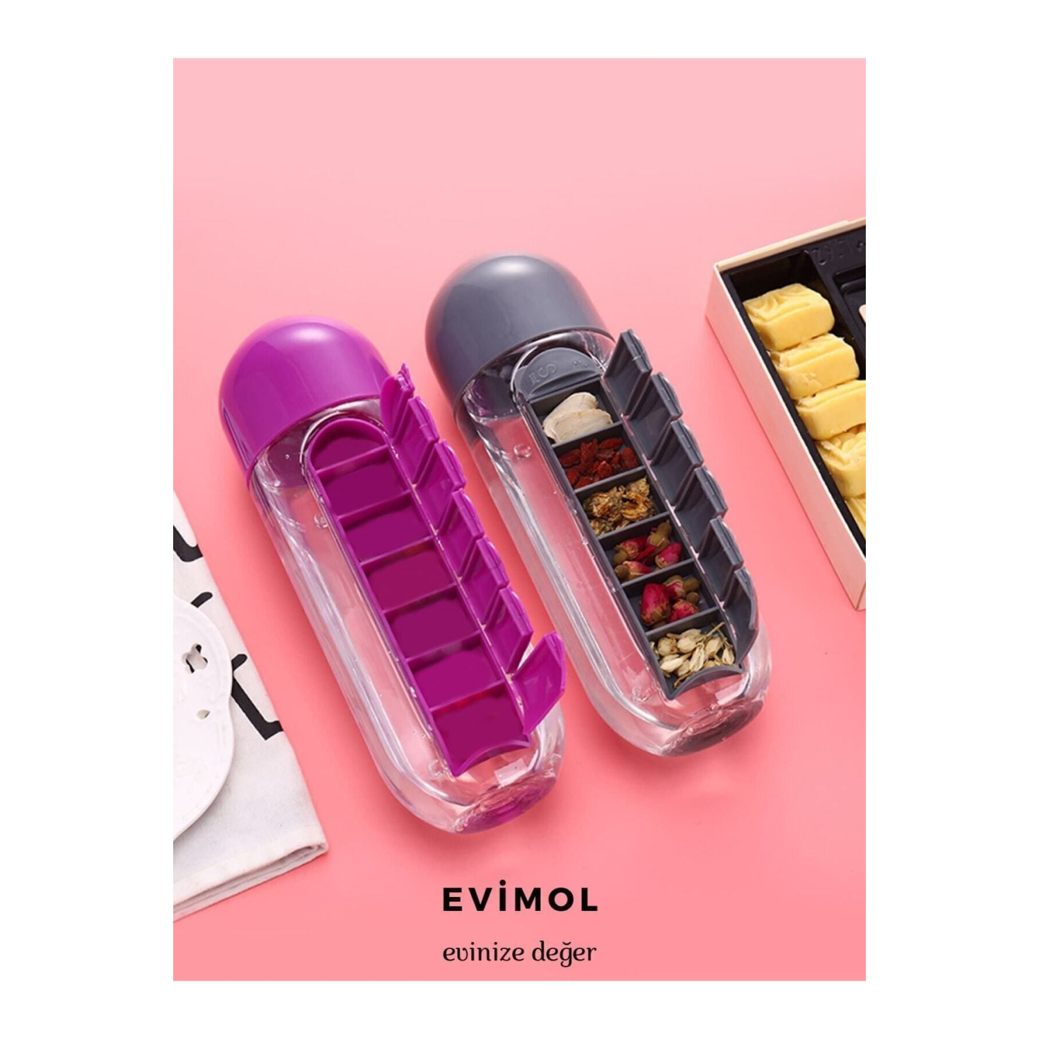 Dahili Organizer Su Şişesi 7 Günlük