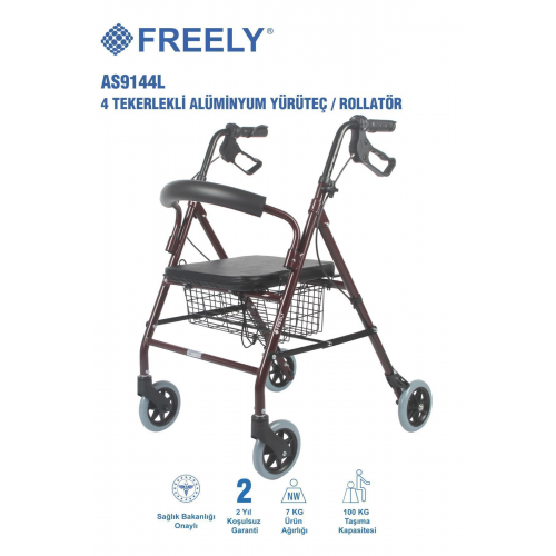 AS9144L 4 TEKERLEKLİ ALÜMİNYUM YÜRÜTEÇ / ROLLATÖR