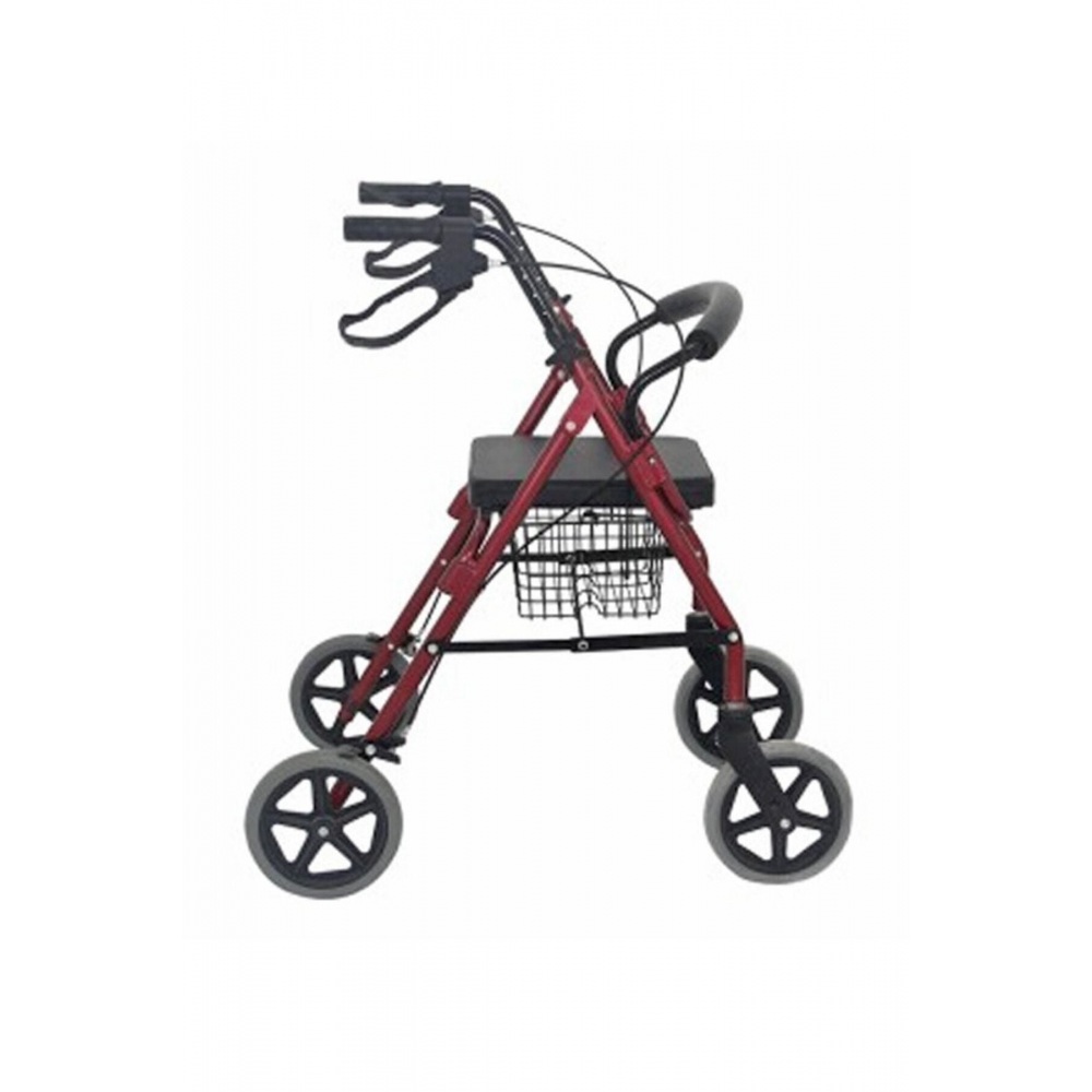 Emek Sağlık Ithal Alüminyum Frenli Sepetli Oturaklı Dört Tekerlekli Yürüteç Rolatör