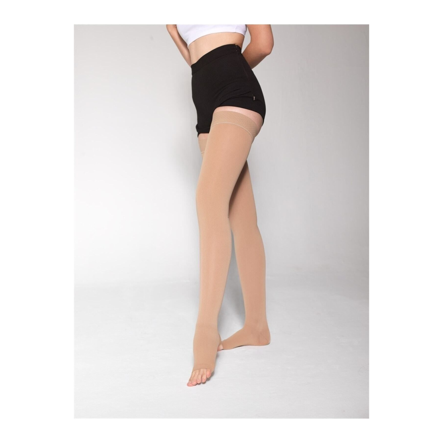 7230 Comfort Serisi Orta Basınç Ccl2 Uyluk Boyu Açık Burun Çorabı