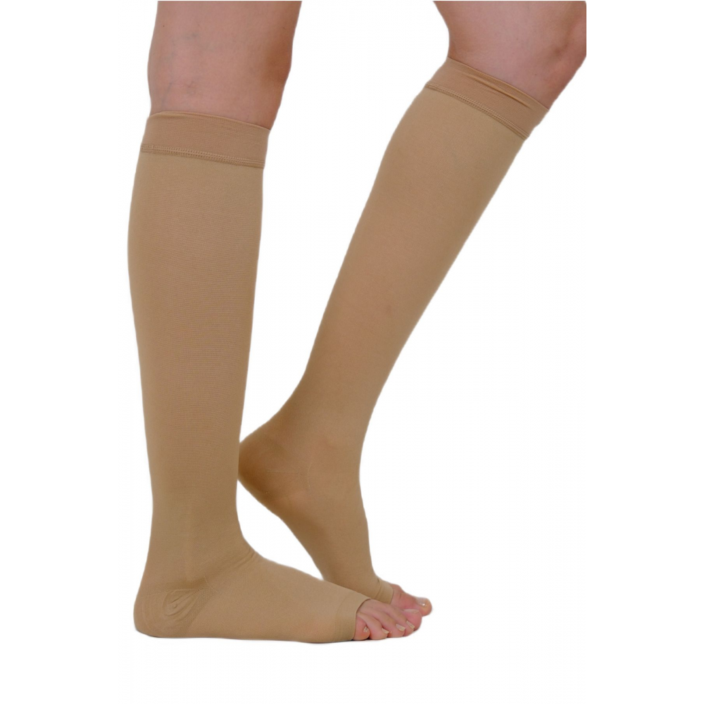 Diz Altı Çorabı Burnu Açık (TEN RENGİ) Orta Basınç Ccl2(ÇİFT BACAK)