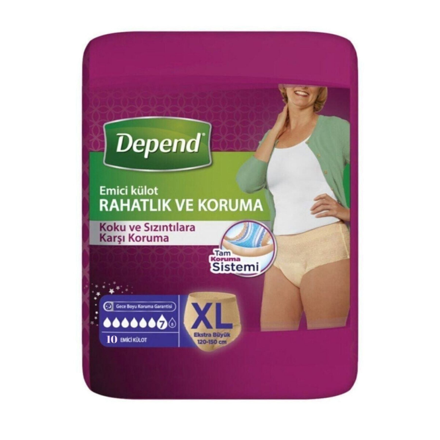 Emici Külot Ekstra Büyük Boy Xl 50-54 Beden 10 Adet (120-150 Cm Bel Ölçüsü)