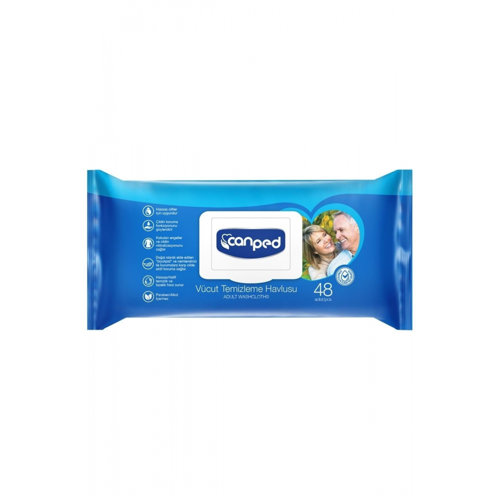 Hasta Vücut Perine Temizleme Islak Mendil Havlu 48 Yaprak Xl (6 Lı Set) Plastik Kapaklı