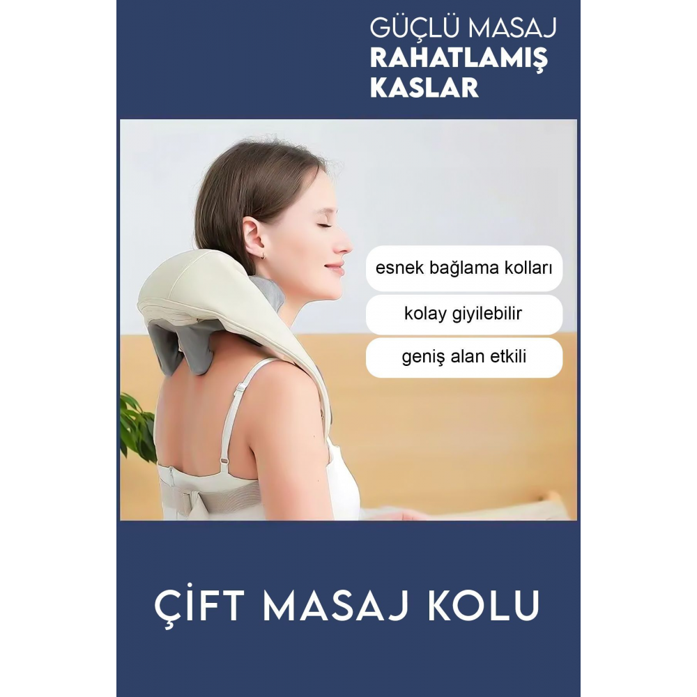 İnsan Eli Hissi Veren Şarjlı Masaj Aleti – Isıtmalı, Ovmalı, Boyun, Sırt Ve Bacak Masaj Cihazı