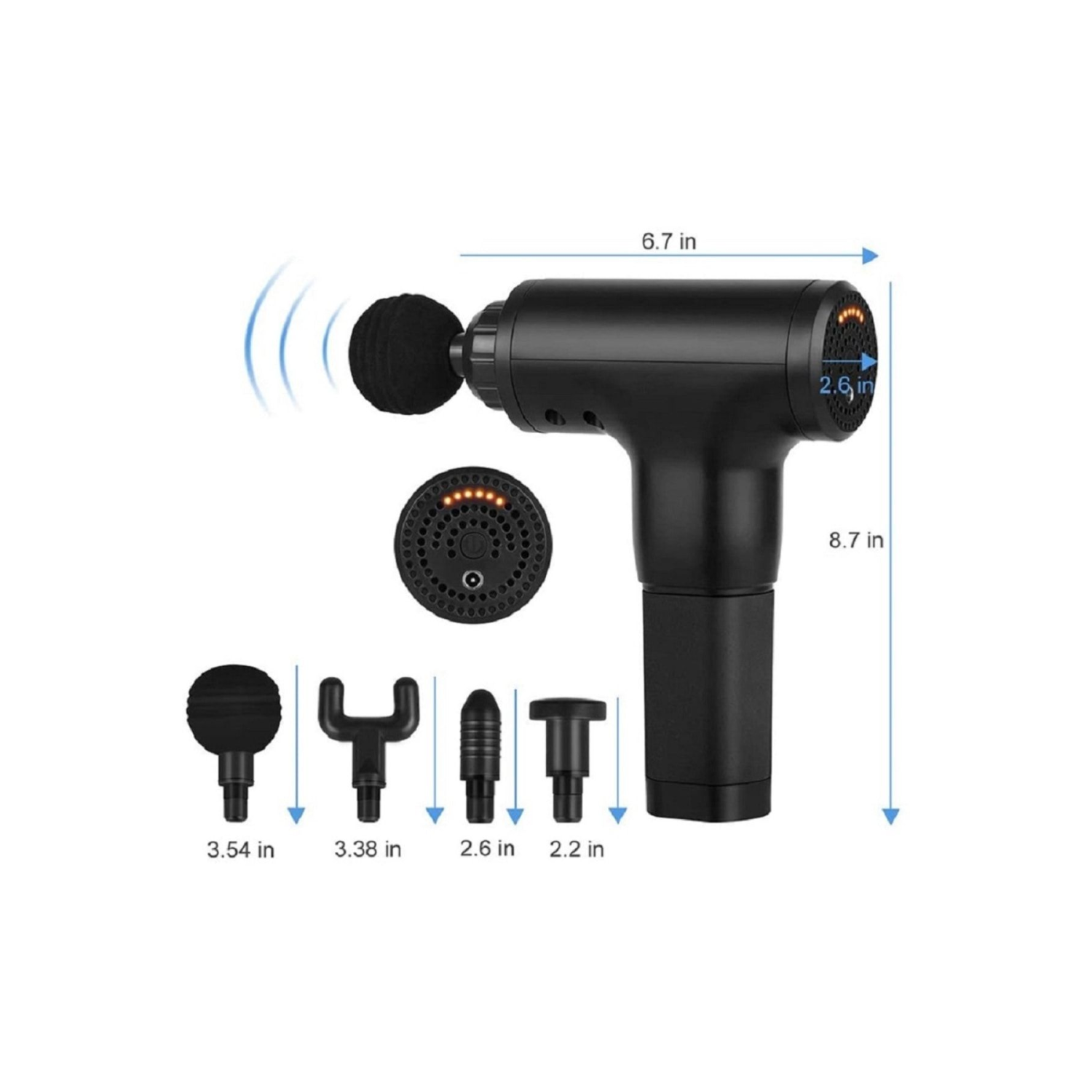 6 Seviyeli 4 Başlıklı Şarjlı Masaj Aleti Masaj Tabancası