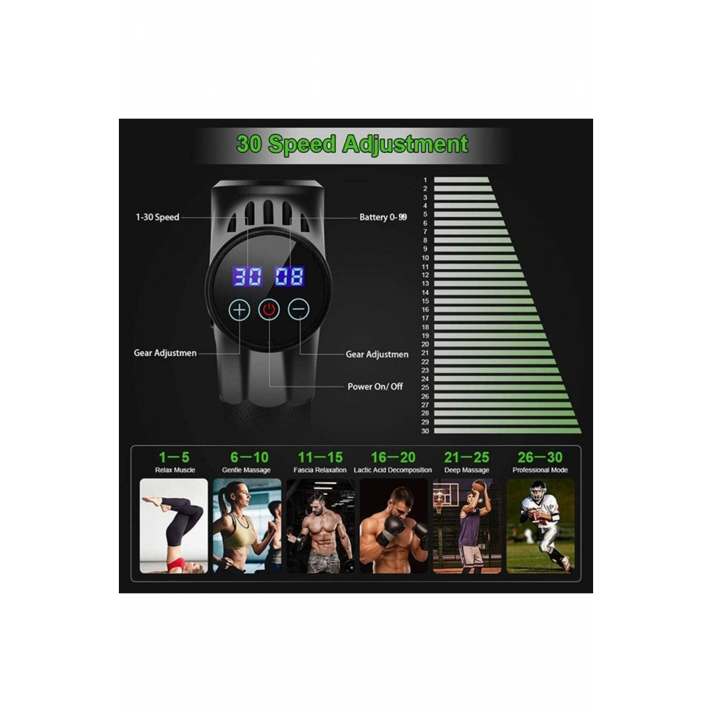 Masaj Aleti Şarjlı Masaj Tabancası Sporcu Masaj 6 Başlıklı Şarjlı Vurmalı