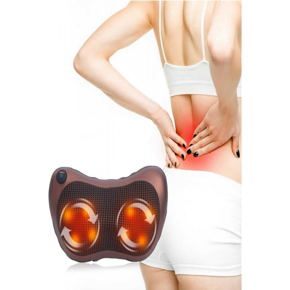 Çift Motor 8 Toplu Premium Kalite Masaj Yastığı Aleti Ovmalı Yoğurmalı Isıtmalı Boyun Bel Sırt Ayak