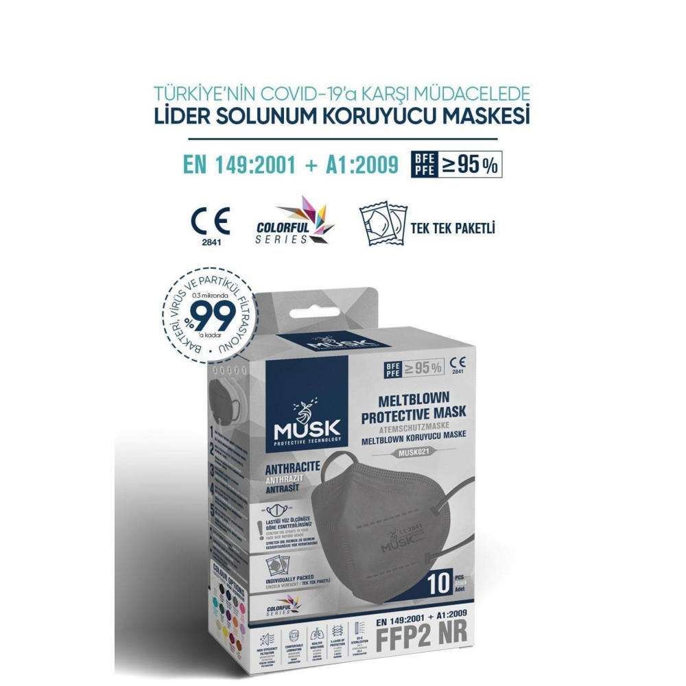 Ffp2 Maske Antrasit 10 Adet