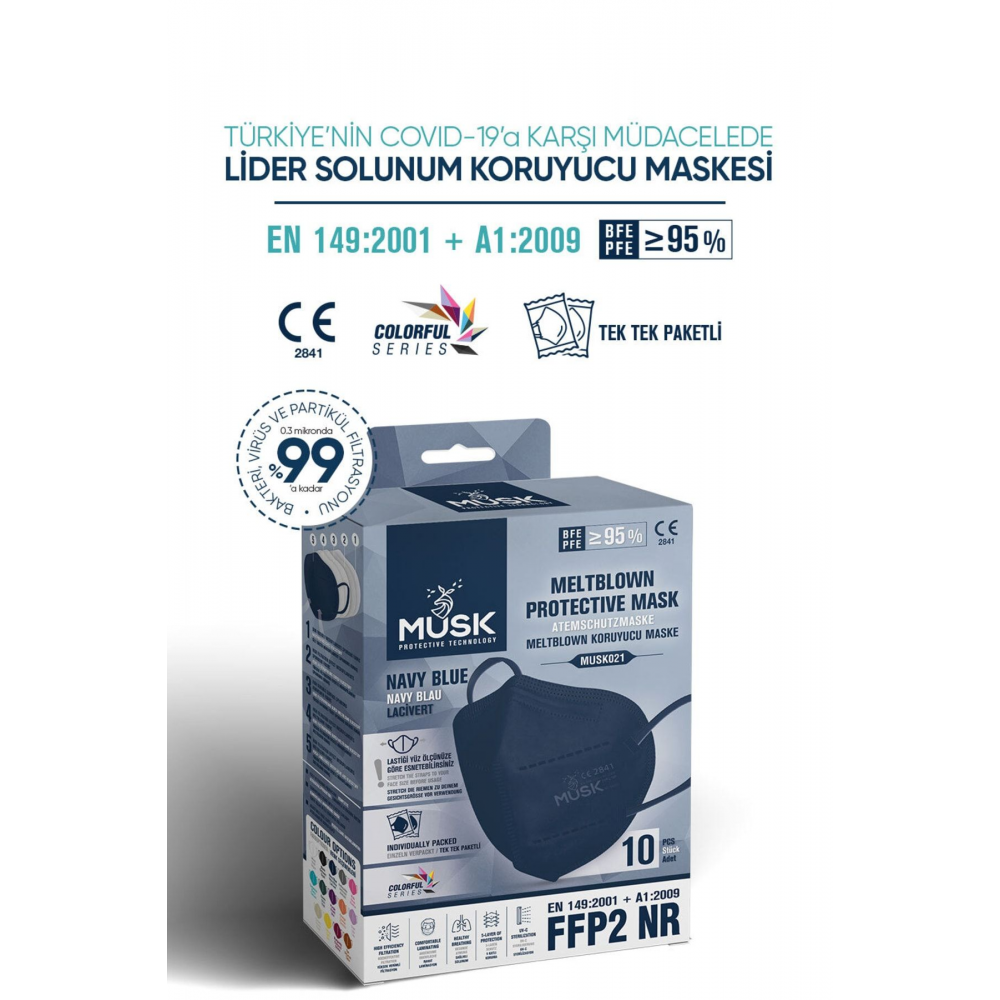 FFP2 MASKE LACİVERT 10 ADET