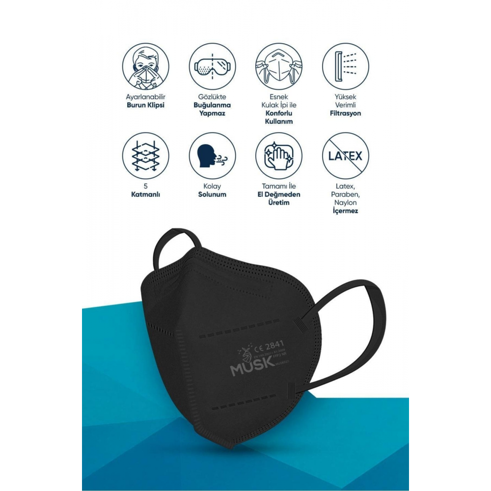 N95 Maske Siyah Renk 10 Adet