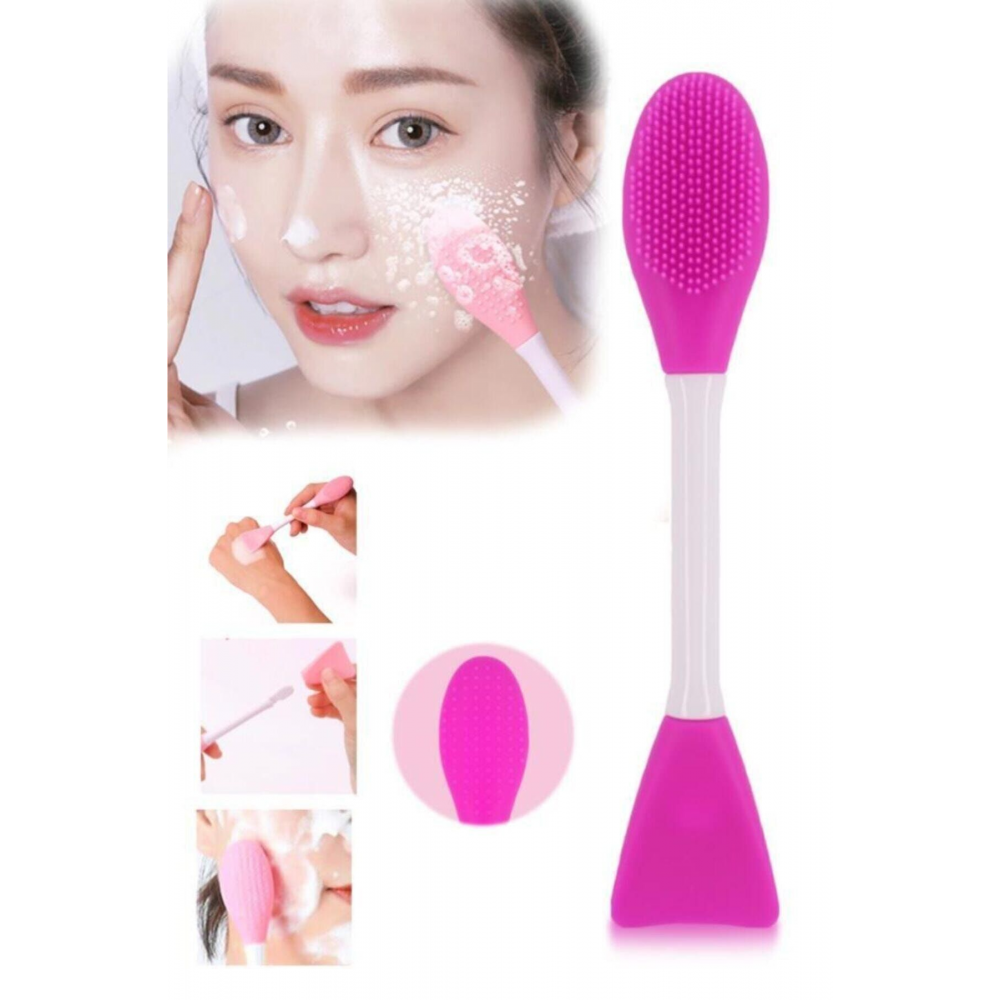 Çift Uçlu Su Yeşili Maske Sürme Aparatı & Cilt Temizleme Fırçası