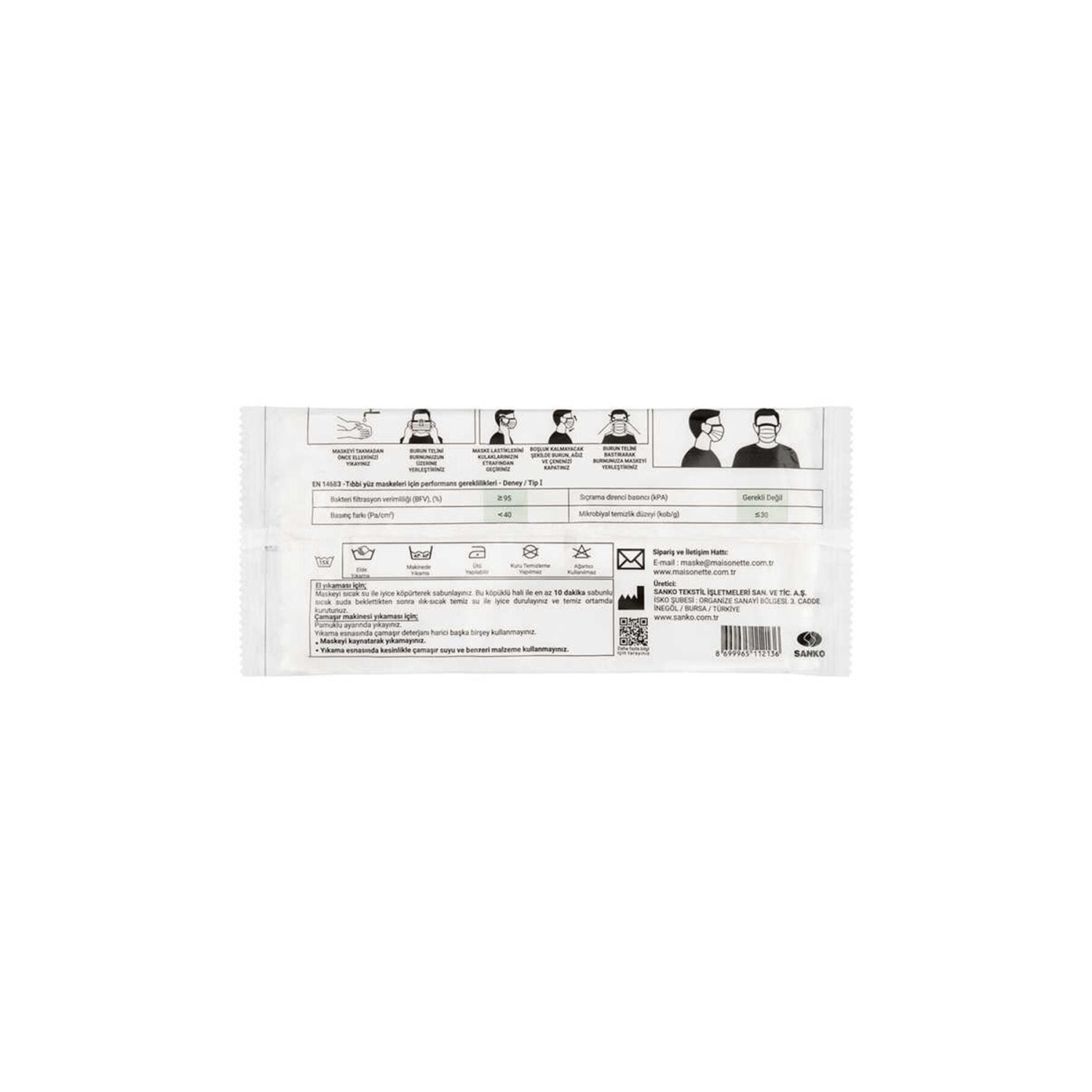 Yıkanabilir Pamuklu Yüz Maskesi 5 li Paket