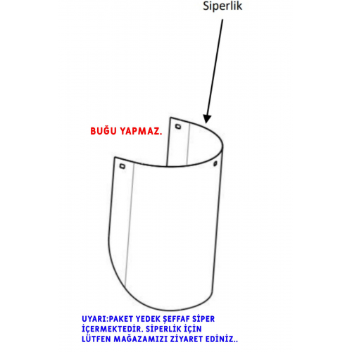 Medikal Yüz Koruma Siperlik Yedek Şeffaf Siper 250 Mikron (anti Fog) Buğu Yapmaz.(10 Adet)