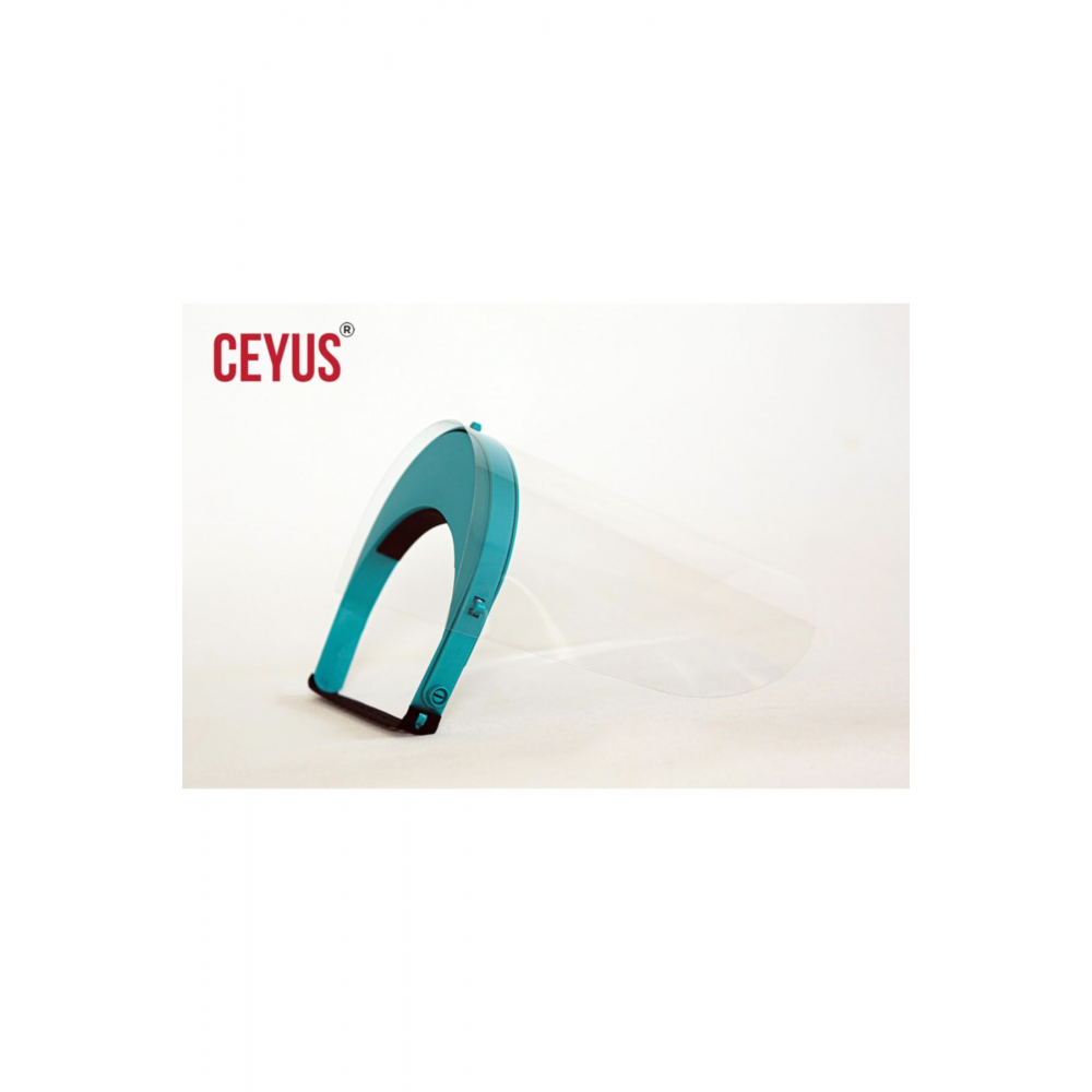 Yüz Koruyucu Siperlik, Medikal, Turkuaz Renk, Açı Ayarlı Siper Anti Fog Özellikli