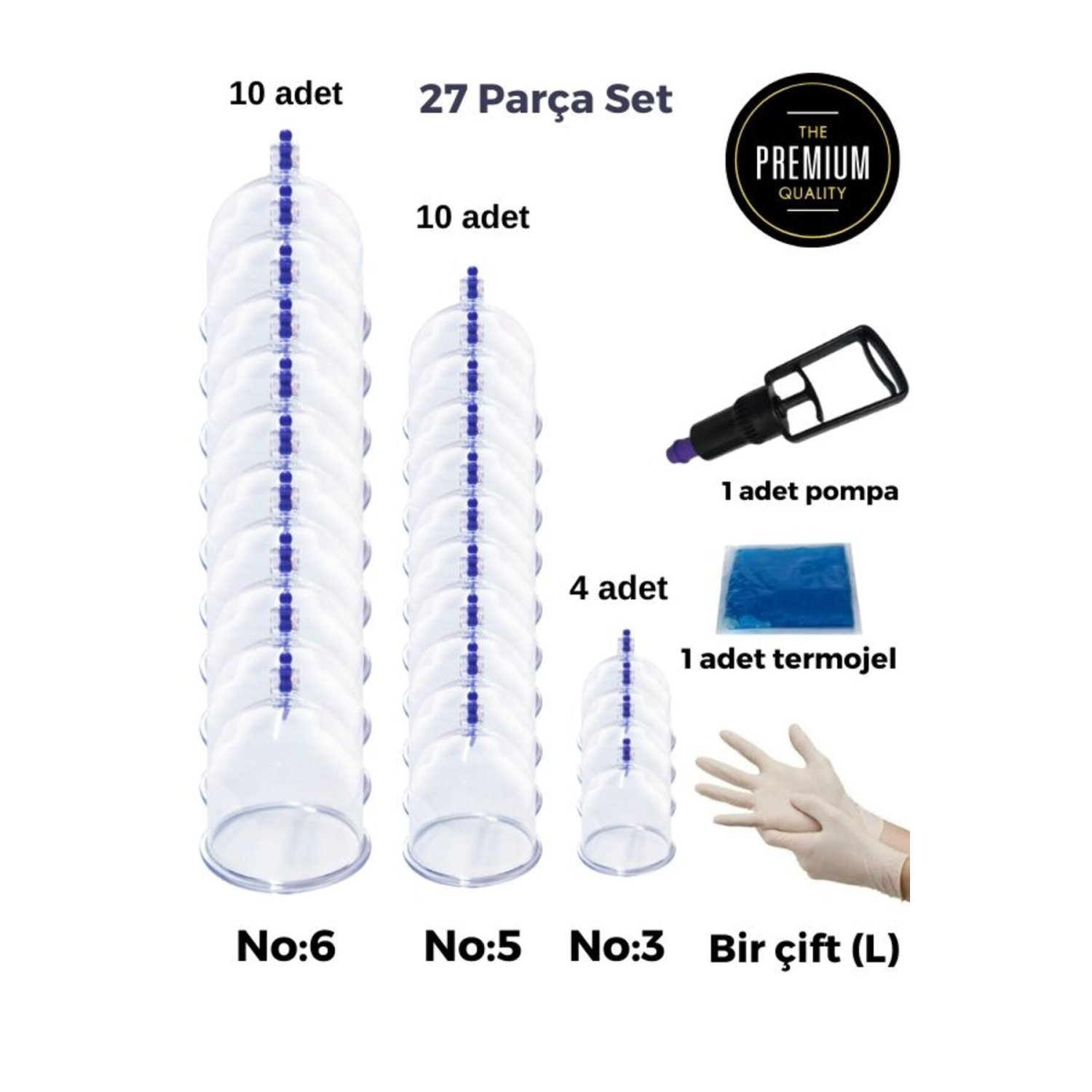 27'li Canlandırıcı Selülit Ve Çatlak Giderici Kupa Çekme Vakumlu Masaj Aleti - Hacamat Seti