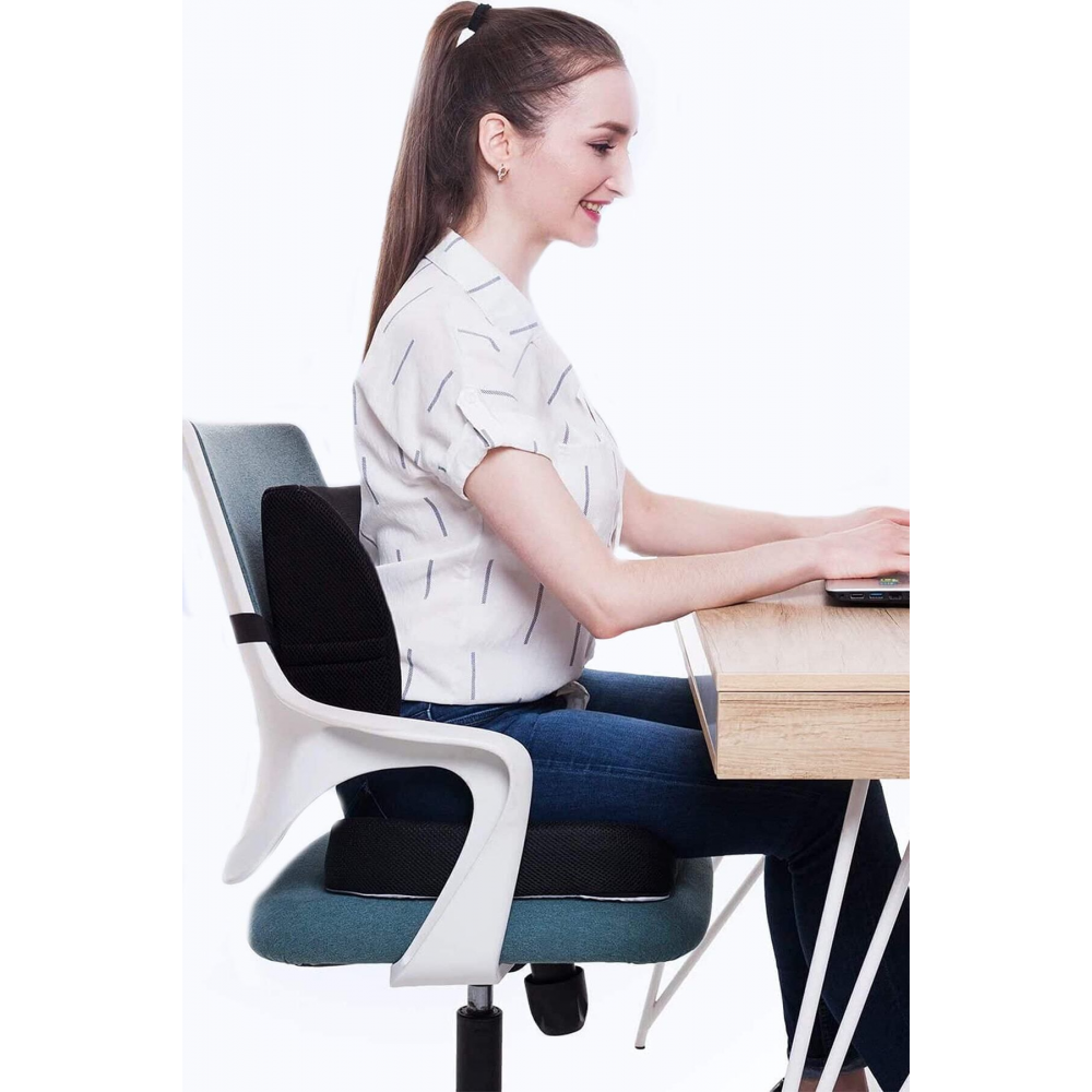 Oto Araç Ofis Koltuk Sandalye Bel Destek Minderi ve Visco Cocix Oturma Minderi