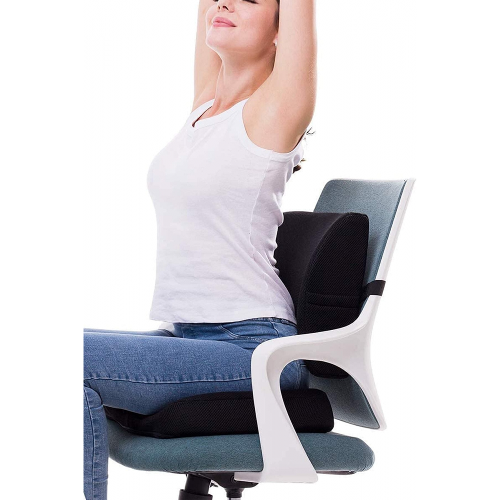 Oto Araç Ofis Koltuk Sandalye Bel Destek Minderi ve Visco Cocix Oturma Minderi
