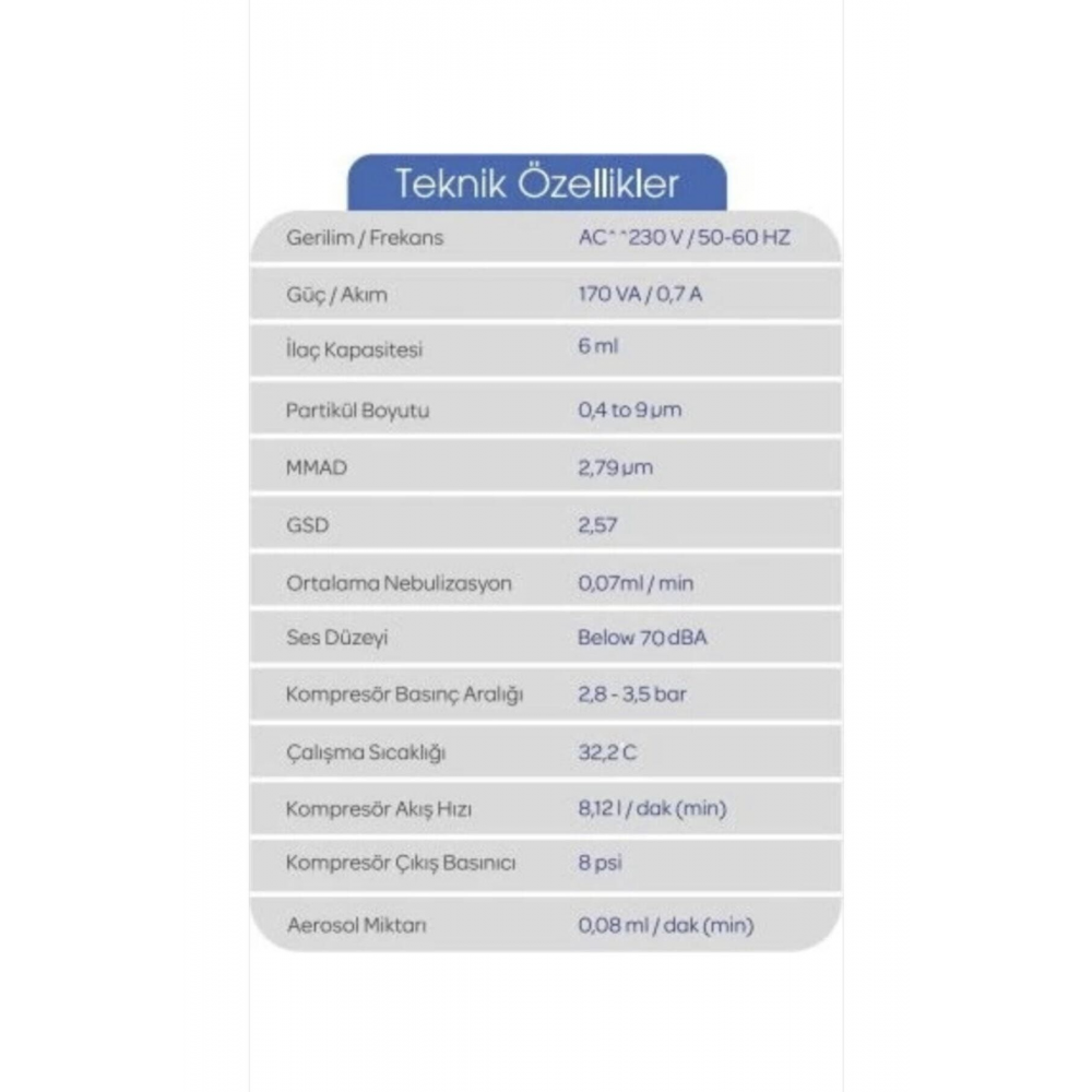 Kompresörlü Nebülizatör Hava Buhar Makinesi