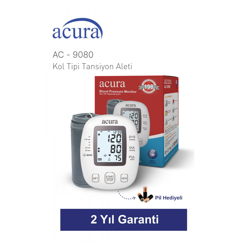 Ac-9080 199 Hafızalı Tam Otomatik Koldan Ölçer Tansiyon Aleti Çanta Hediyeli