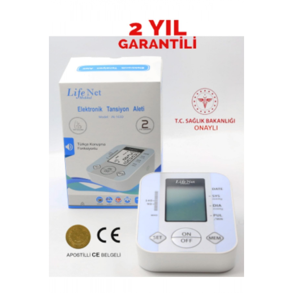 Türkçe Konuşan Hafızalı Pil Ile Çalışan Koldan Ölçen Elektronik Tansiyon Aleti Jn-163d