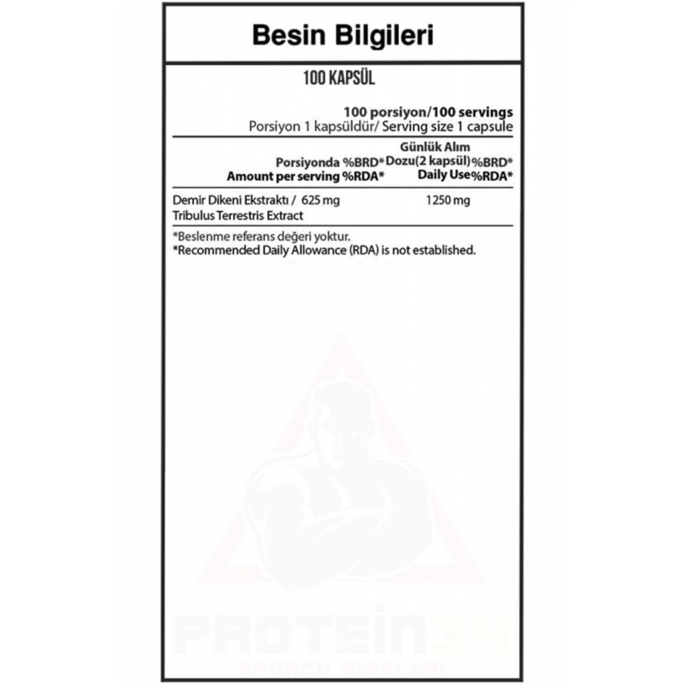 Tribulus Terrestris 100 Kapsül 100 Serv