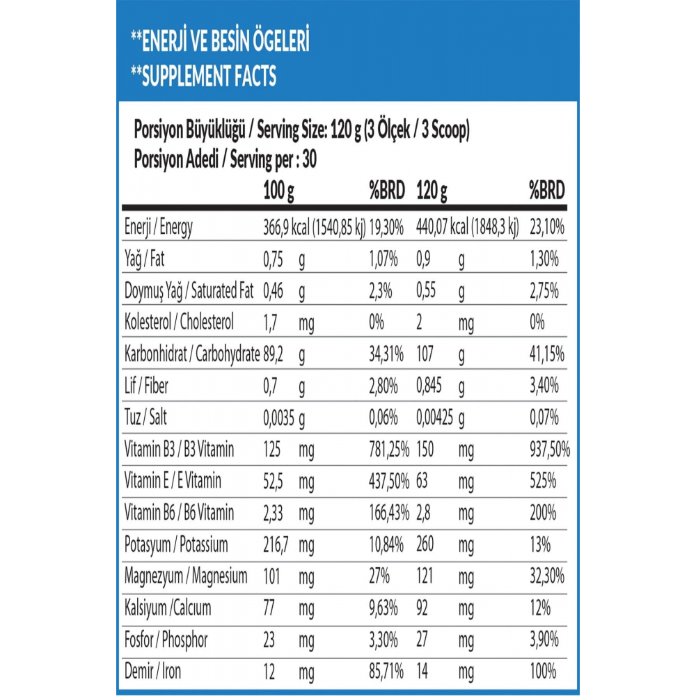 Mass Gainer 3600 Gr Çikolata Aromalı Kilo Almaya Yardımcı Hacim Kütle Kas Artırma Karbonhidrat Tozu
