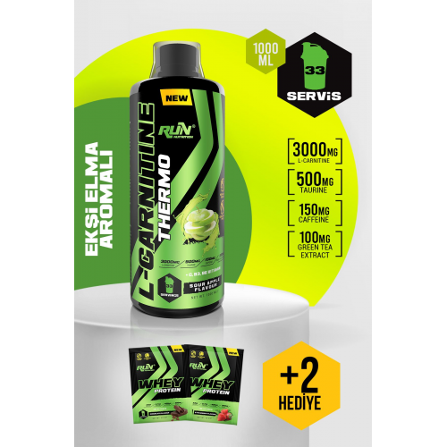 L-carnitine Ekşi Elma Aromalı - 1 Lt - 3000mg - 33 Servis - Hediyeli