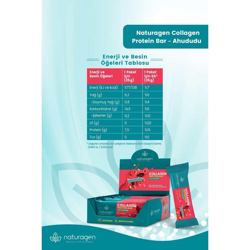 Glutensiz Protein Bar 5.000 Mg Saf Kolajenli 12 Adet