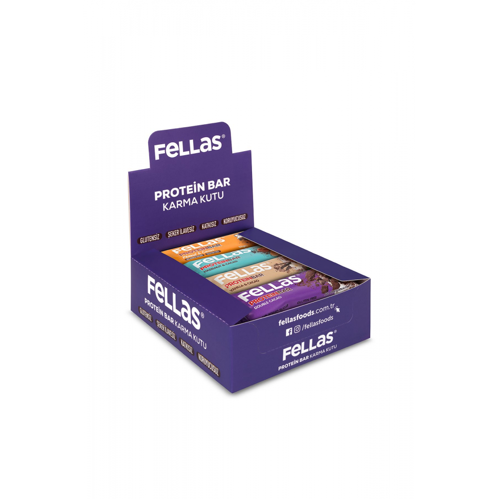 Protein Bar 32g Karma Kutu 12 Adet (4 Çeşit)