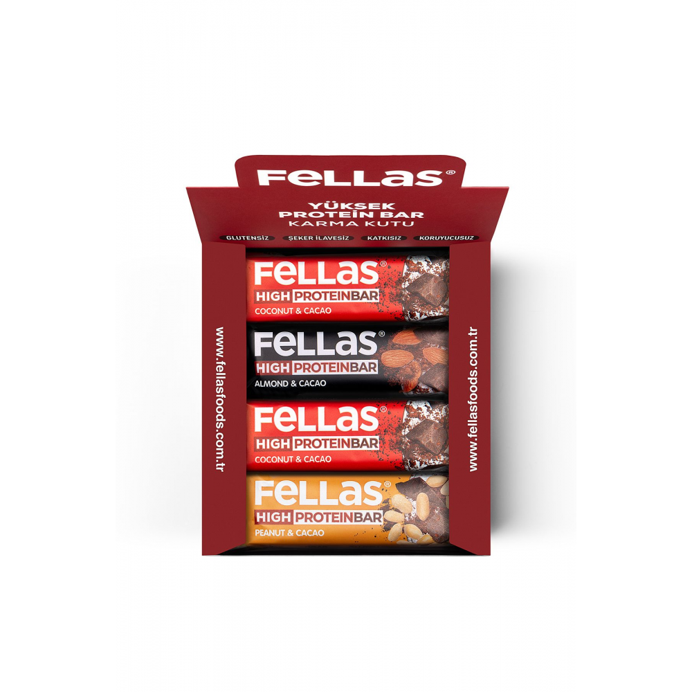 Yüksek Protein Bar 45g Karma Kutu 12 Adet (3 Çeşit)