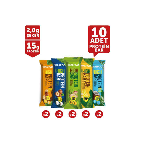 Yüksek Protein Bar Karma Paket 50g x 10 Adet( 5 çeşit 2 şer adet)