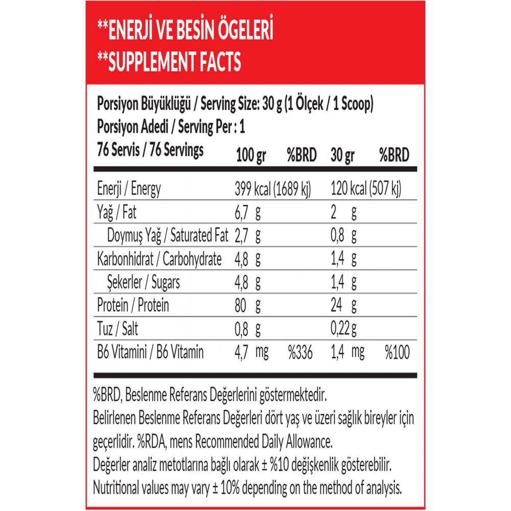 Protein Tozu 2280 Gr Çikolata Bisküvi Aromalı Whey Protein 24 Gram Protein 76 Servis