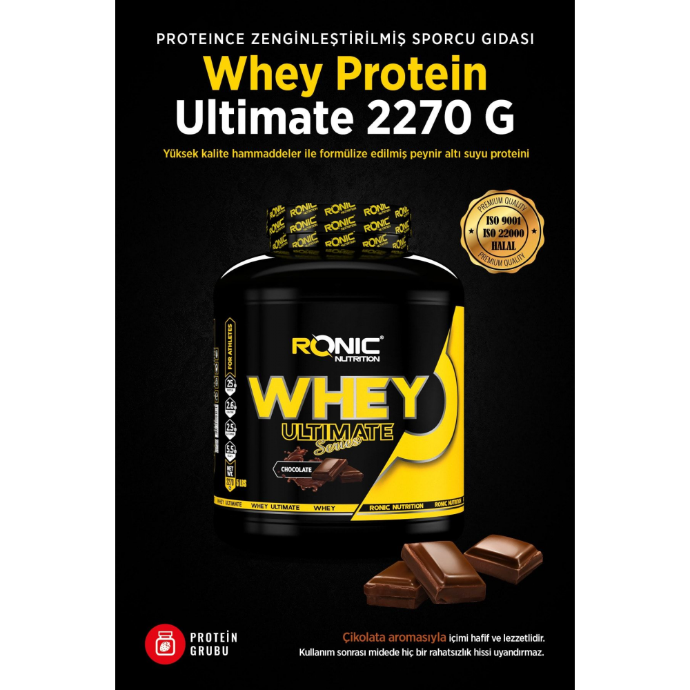 Whey Protein Tozu Ultimate 2270 G Kas Yapılanmasına Yardımcı Protein Tozu (ÇİKOLATA AROMALI)
