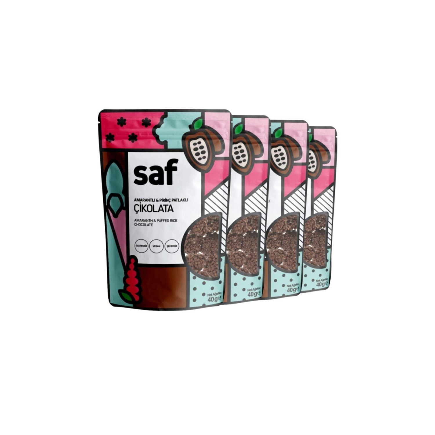 Amarantlı Pirinç Patlaklı Çikolata, 40gr X 4