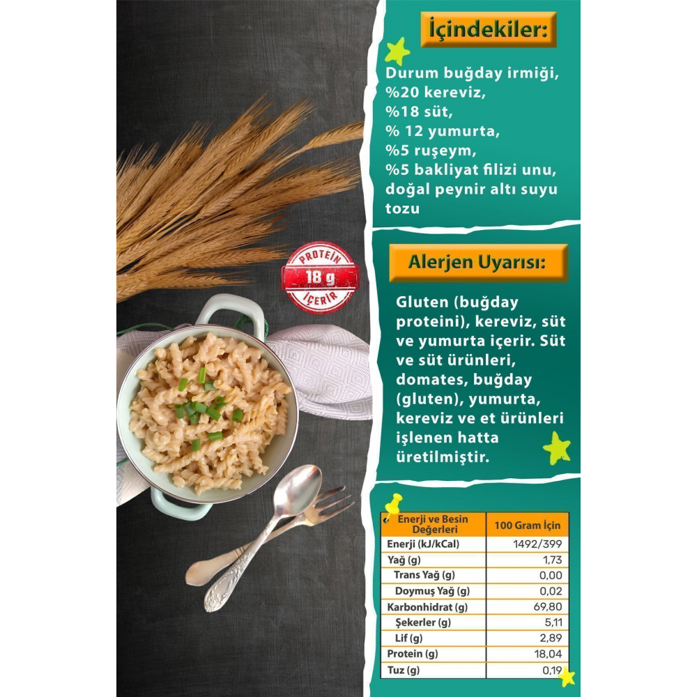 Proteini Artırılmış Makarna (su Değmeden-süt & Yumurtalı-250 Gram)