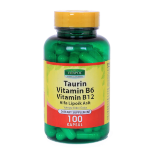 Taurine 500 Mg 100 Kapsül + Vitamin B6+b12+ala