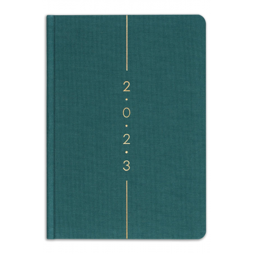 Matt Notebook 2023 Yılı A5 Keten Ajanda 12 Aylık Koyu Yeşil