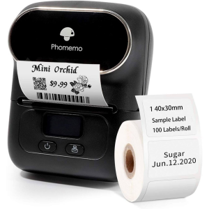 Phomemo M110 etiket yazıcı, mini Bluetooth el yazıcı, 1000 mAh pil, giysi, süpermarket, perakende vs. için uygun, Android ve iOS ile uyumlu, siyah
